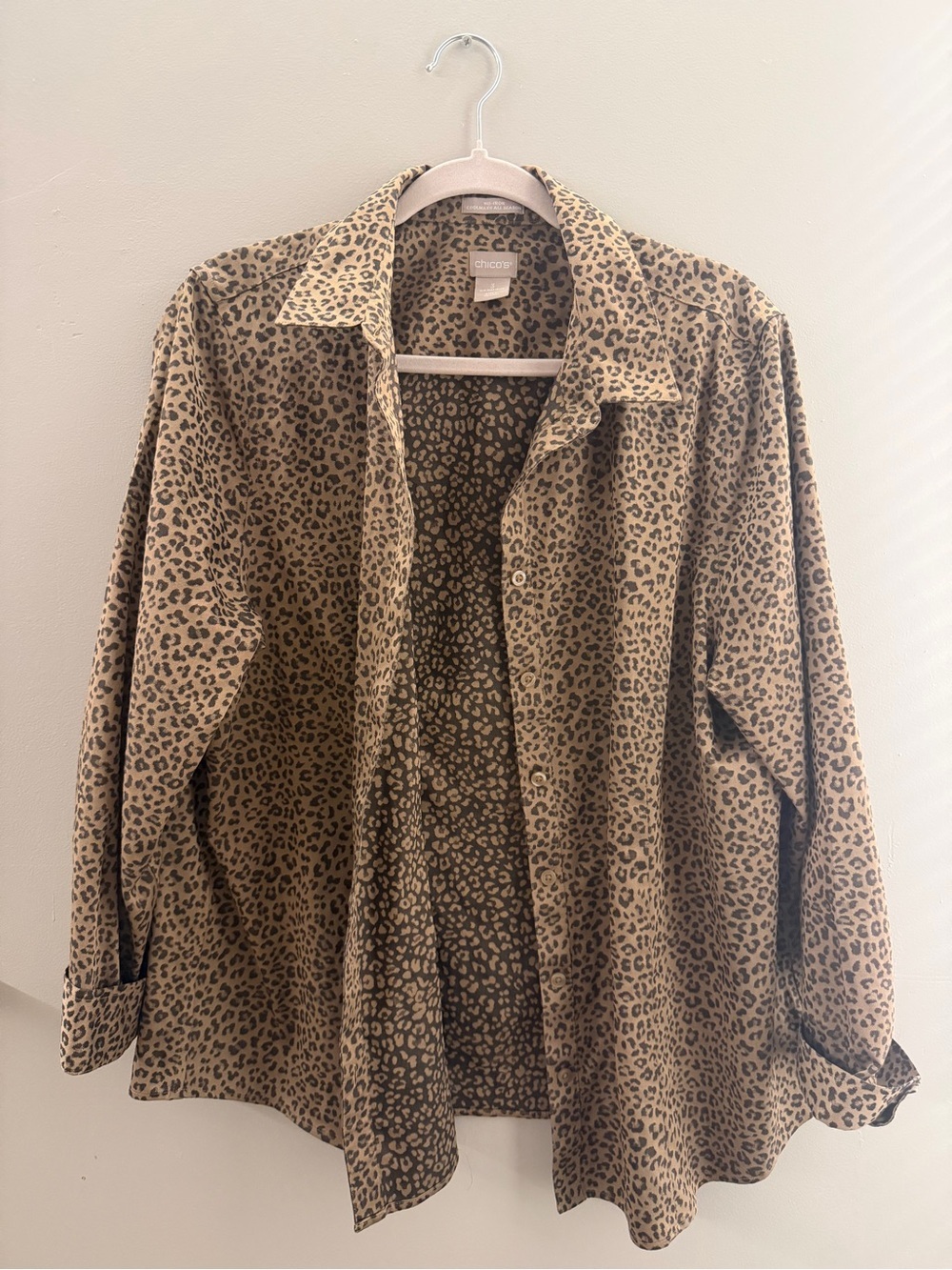 Chico's Leopard Print Shirt Jacket - Taupe & Black